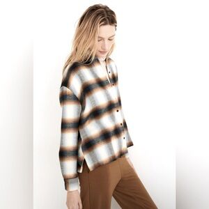 Madewell Size L Flannel Westlake Shirt in Allen Plaid in Haze Plaid Wispy Cloud